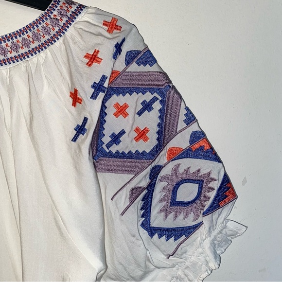 Luna Moon Size: Small Boho Embroidered Peasant Blouse - Picture 3 of 9